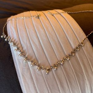 Silver color necklace with small pearls